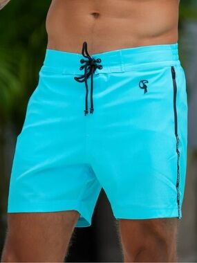 Tucann - Men's Premium Swim Shorts Fluro Aqua - 5"